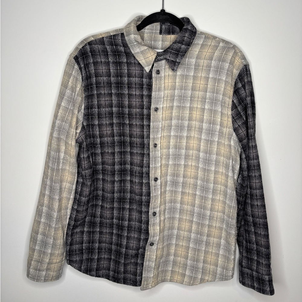 Zara button up long sleeve shirt blue/grey